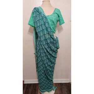 Beautiful Vintage Teal/Turquoise Saree Sari With Blouse